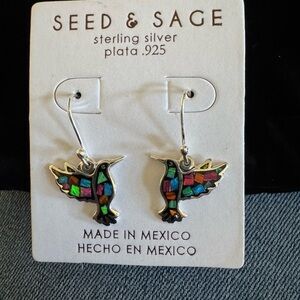 Seed & Sage Sterling Silver Multicolor Hummingbird Drop Earrings